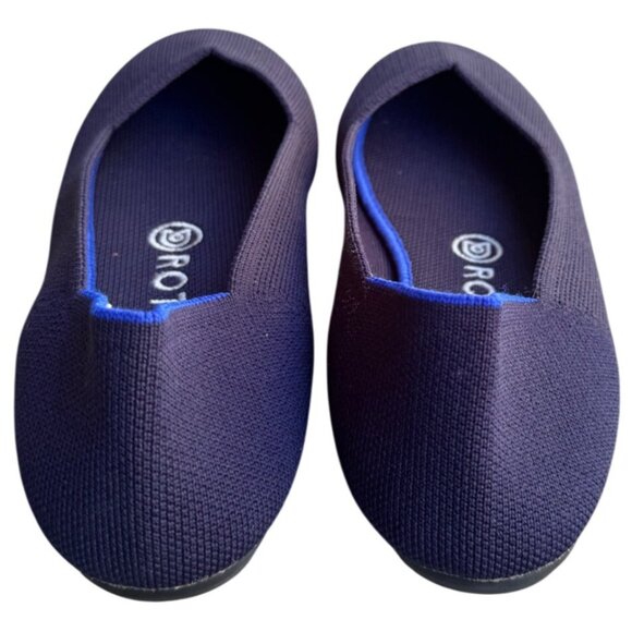 Rothys Round Toe Shoes Maritime Navy Blue Halo Loafer Slip On Ballet Flat Sz 8 - Picture 6 of 8
